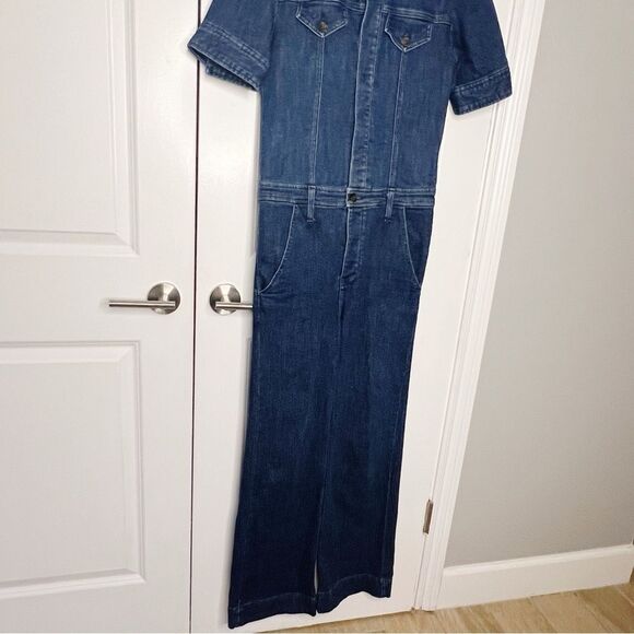 G. Label by Goop Katie stretch denim coverall short sleeve jumpsuit Size XS - Picture 3 of 8